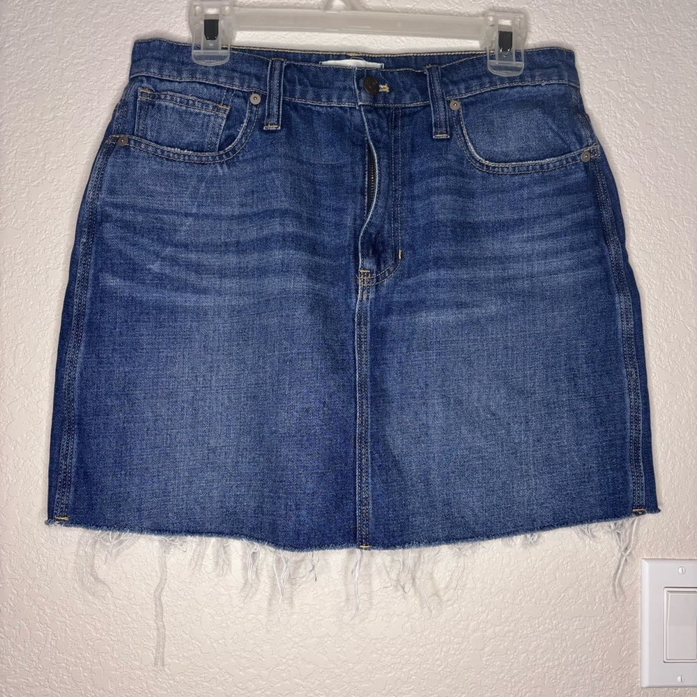 Madewell Frayed Hem Denim Mini Skirt - Blue
